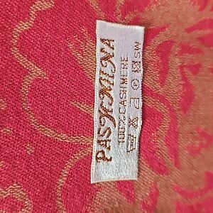 pashmina 100% Cashmere Pink Floral Scarf